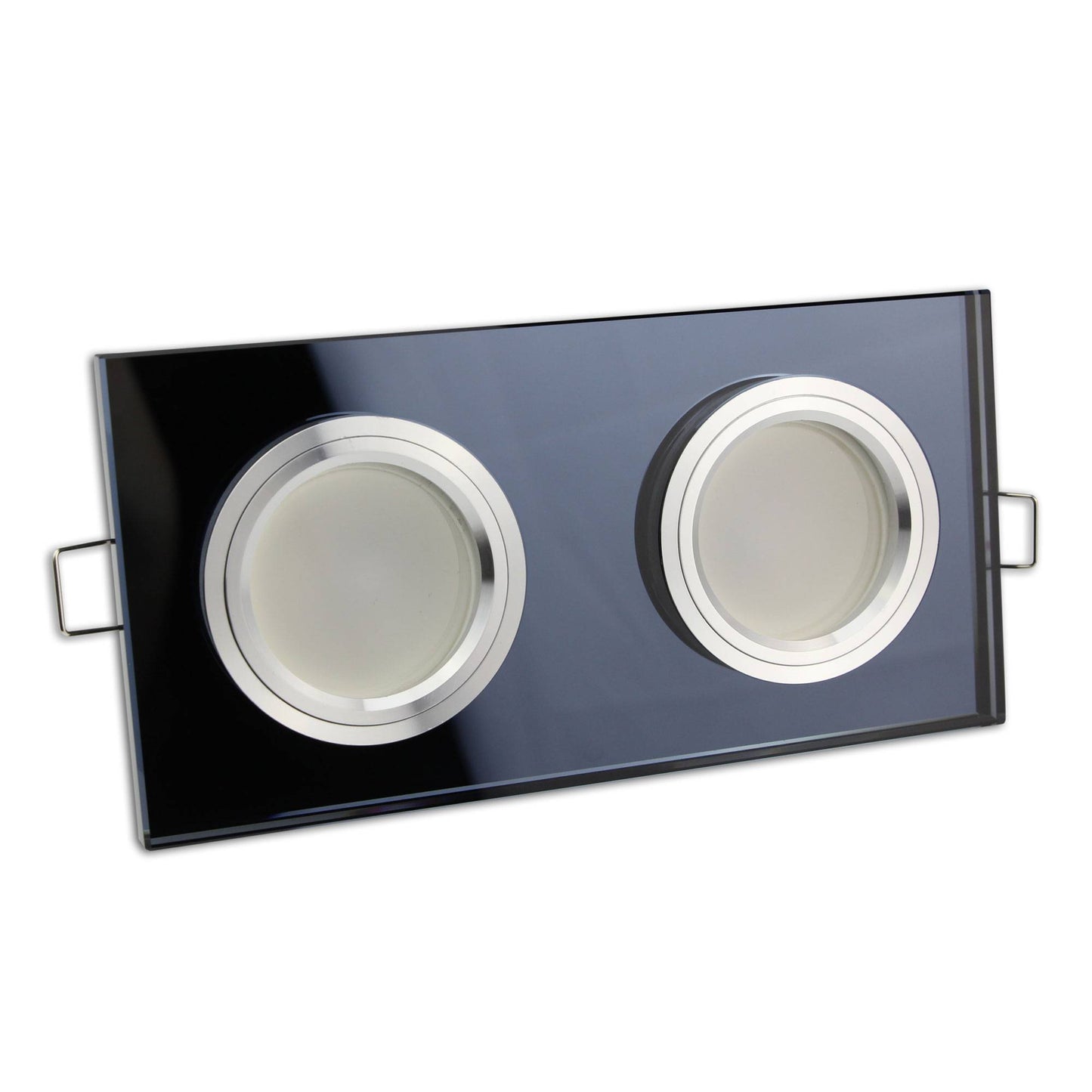 Einbaurahmen GU10 MR16 Glas eckig zweifach Rahmen Einbauleuchte Spot LED Halogen