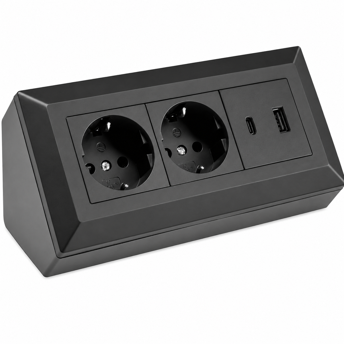 2-fach Steckdosenblock mit USB-A & USB-C – Praktische Stromversorgung in stilvollen Farben