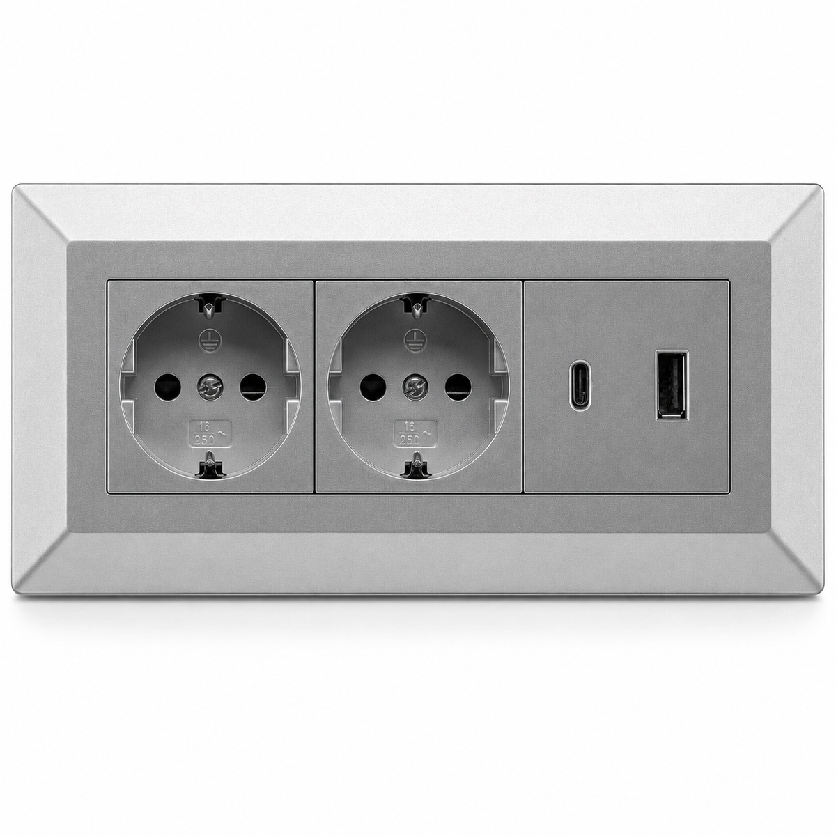 2-fach Steckdosenblock mit USB-A & USB-C – Praktische Stromversorgung in stilvollen Farben