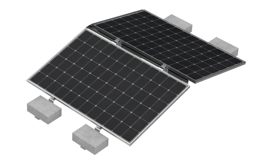 Flachdach Montagesystem K-58 Süd/West für 2 PV Module