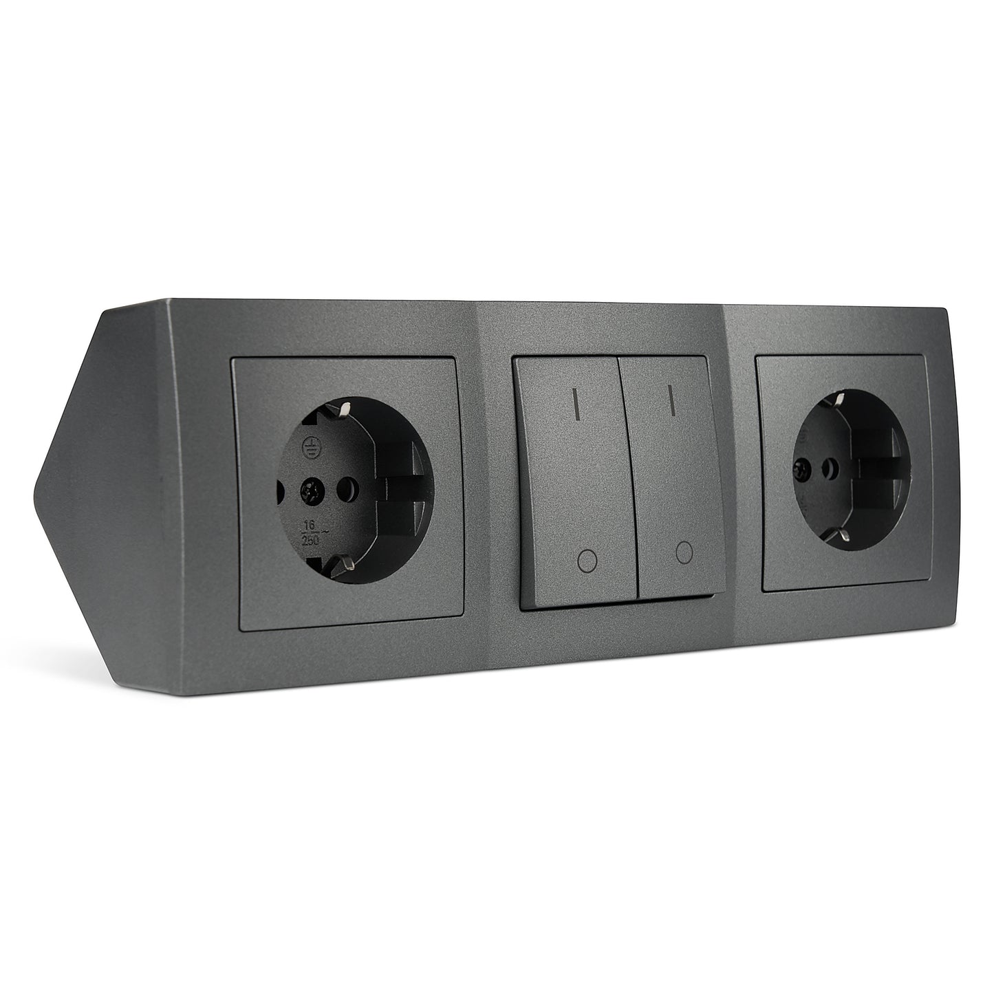 Möbelsteckdose 2-fach mit Schalter, anthrazit