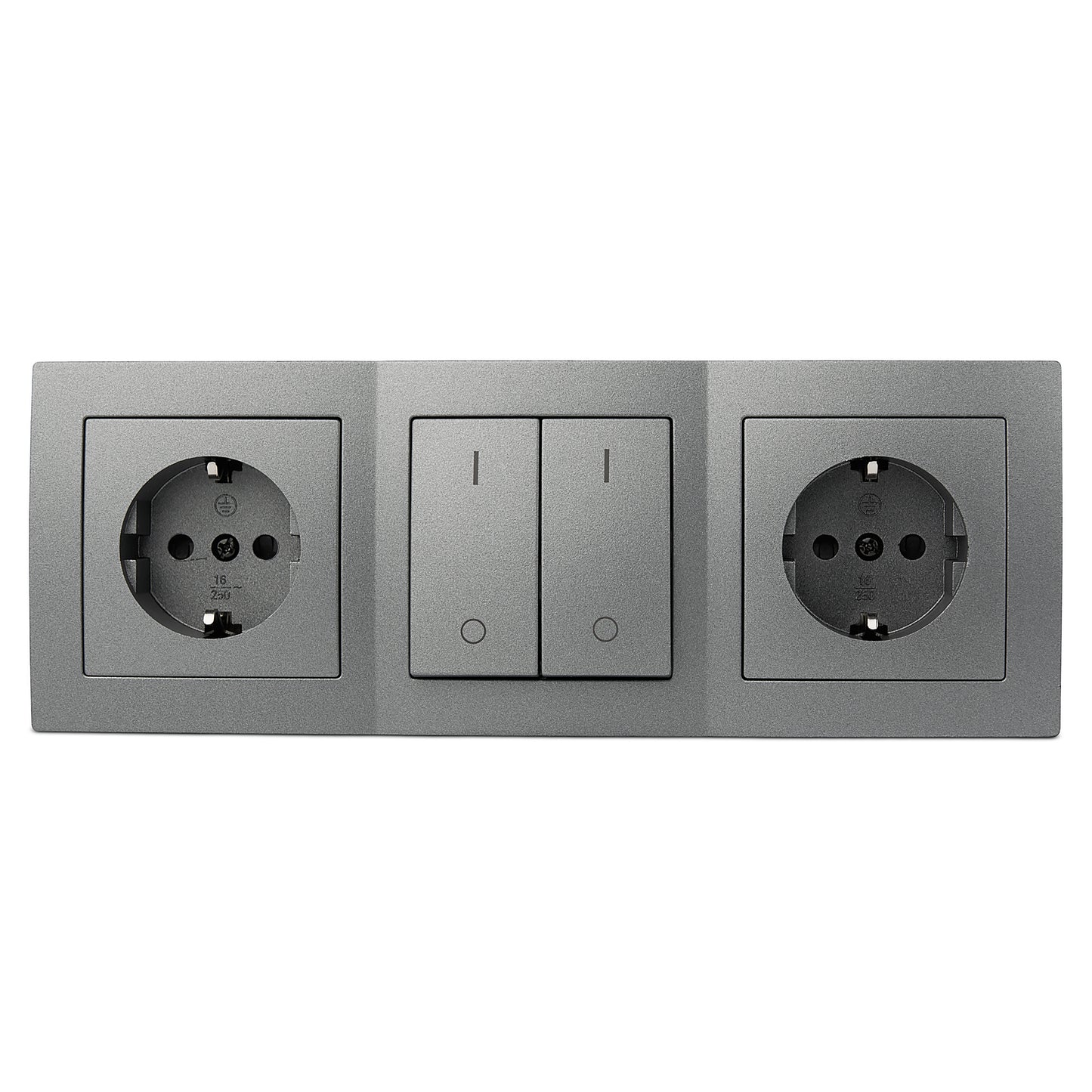 Möbelsteckdose 2-fach mit Schalter, anthrazit
