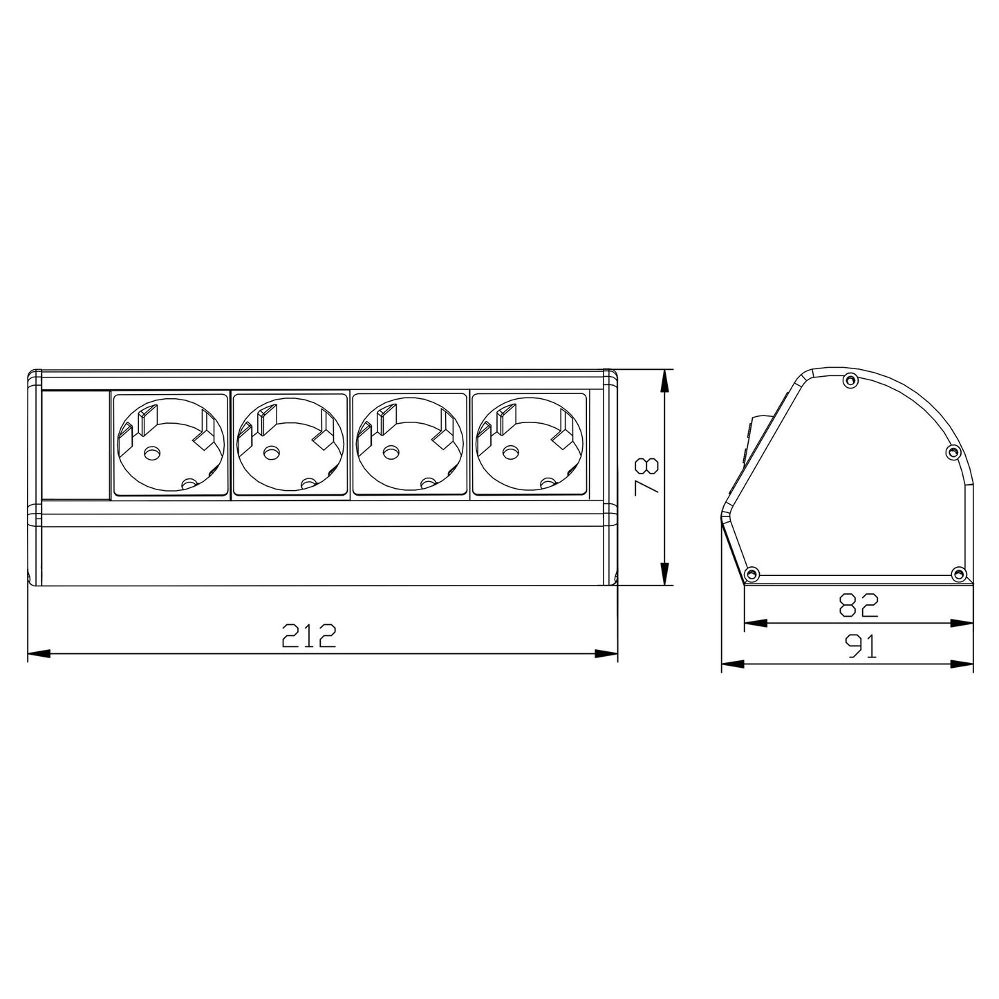 Möbel-Steckdose Schreibtisch Küche Büro Kabel 4-fach Mehrfachsteckdose 2m Kabel