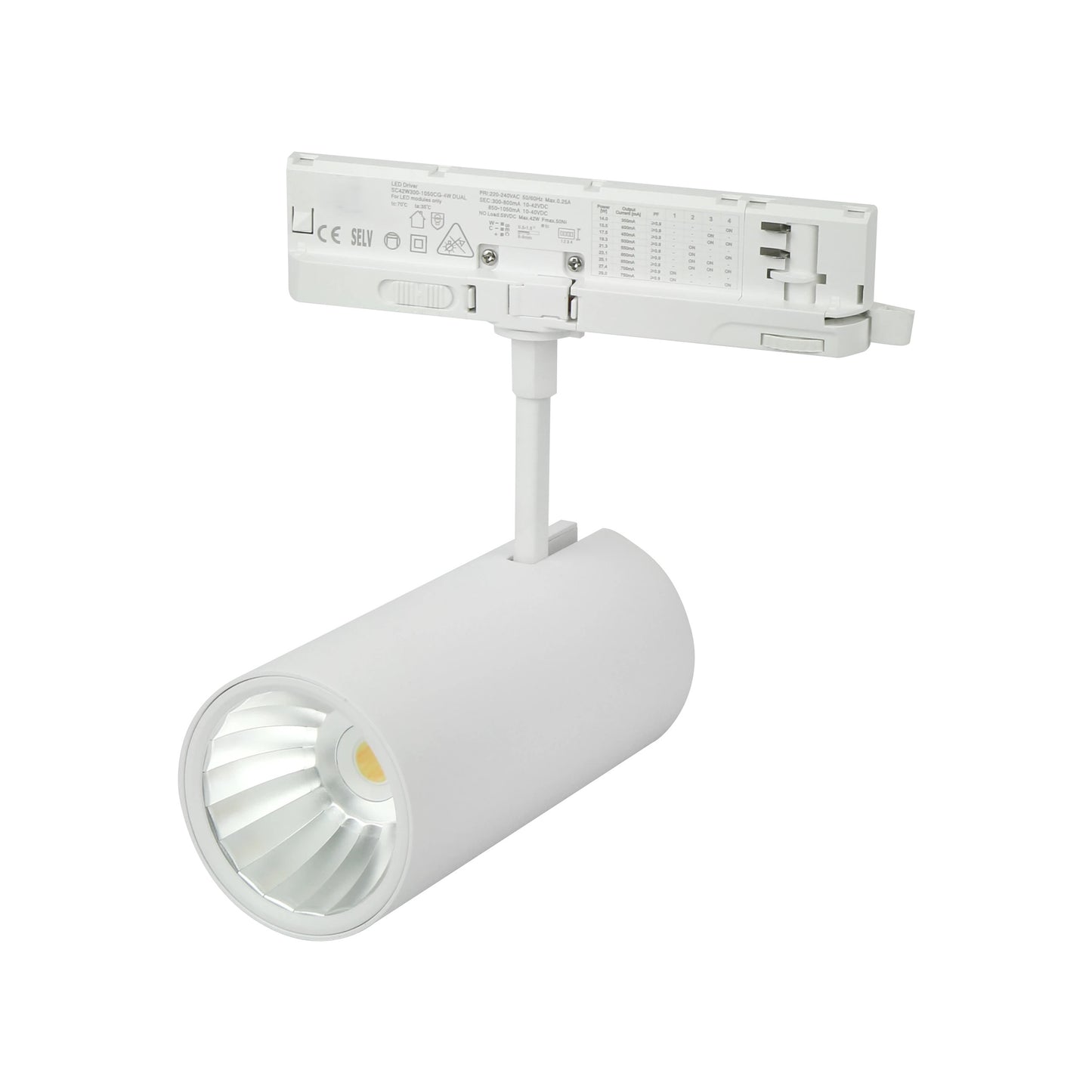 LED 3-Phasen Stromschienenstrahler Weiß 14-29W CCT 36/60