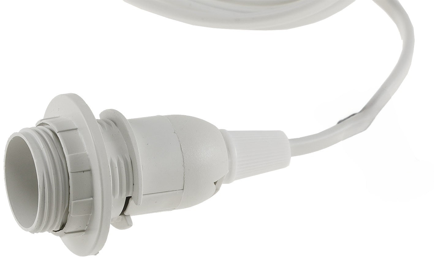 Netzkabel mit Schalter & E14 Fassung – 3,4m weiß – Lampenkabel für DIY Hängelampen, max. 100W, Ø28mm Einbau – 1,4m Stecker + 2m Kabel zur Fassung