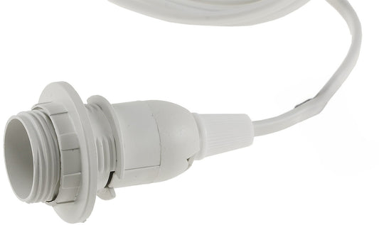 Netzkabel mit Schalter & E14 Fassung – 3,4m weiß – Lampenkabel für DIY Hängelampen, max. 100W, Ø28mm Einbau – 1,4m Stecker + 2m Kabel zur Fassung