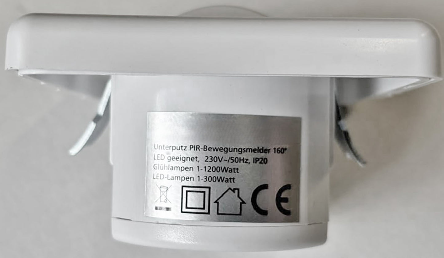 Trano PIR Bewegungsmelder UP 160° LED geeignet, 2-/3-Draht, 230V, IP20, weiß, Ø60mm, 1–500W