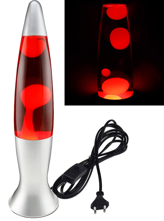 Lavalampe 40cm Wasser: Rot, Wachs: Gelb, Body: Silber