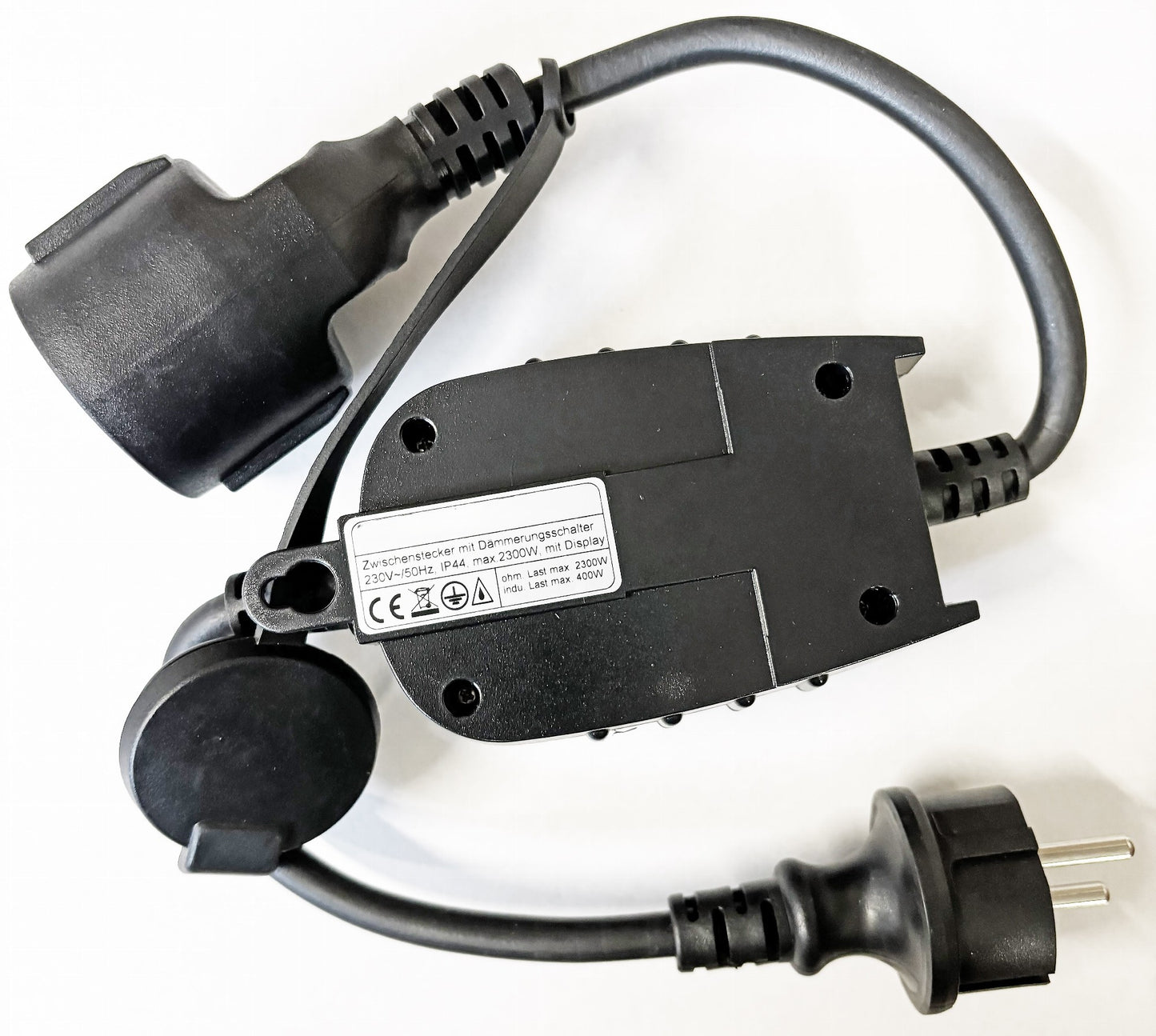 Trano Zwischenstecker mit Dämmerungsschalter & Timer (1–9 Std.), IP44, 3680W, 230V, Display, Garten-/Teichbeleuchtung, Outdoor