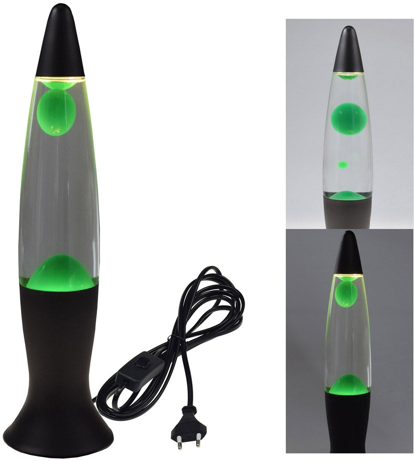 Lavalampe 40cm Wasser: Klar, Wachs: Grün, Body: Schwarz