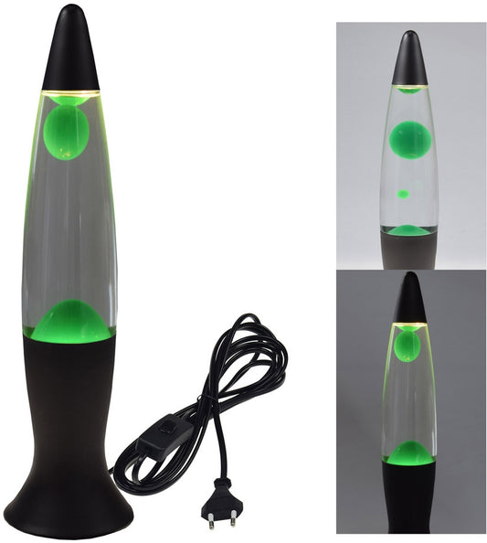 Lavalampe 40cm Wasser: Klar, Wachs: Grün, Body: Schwarz