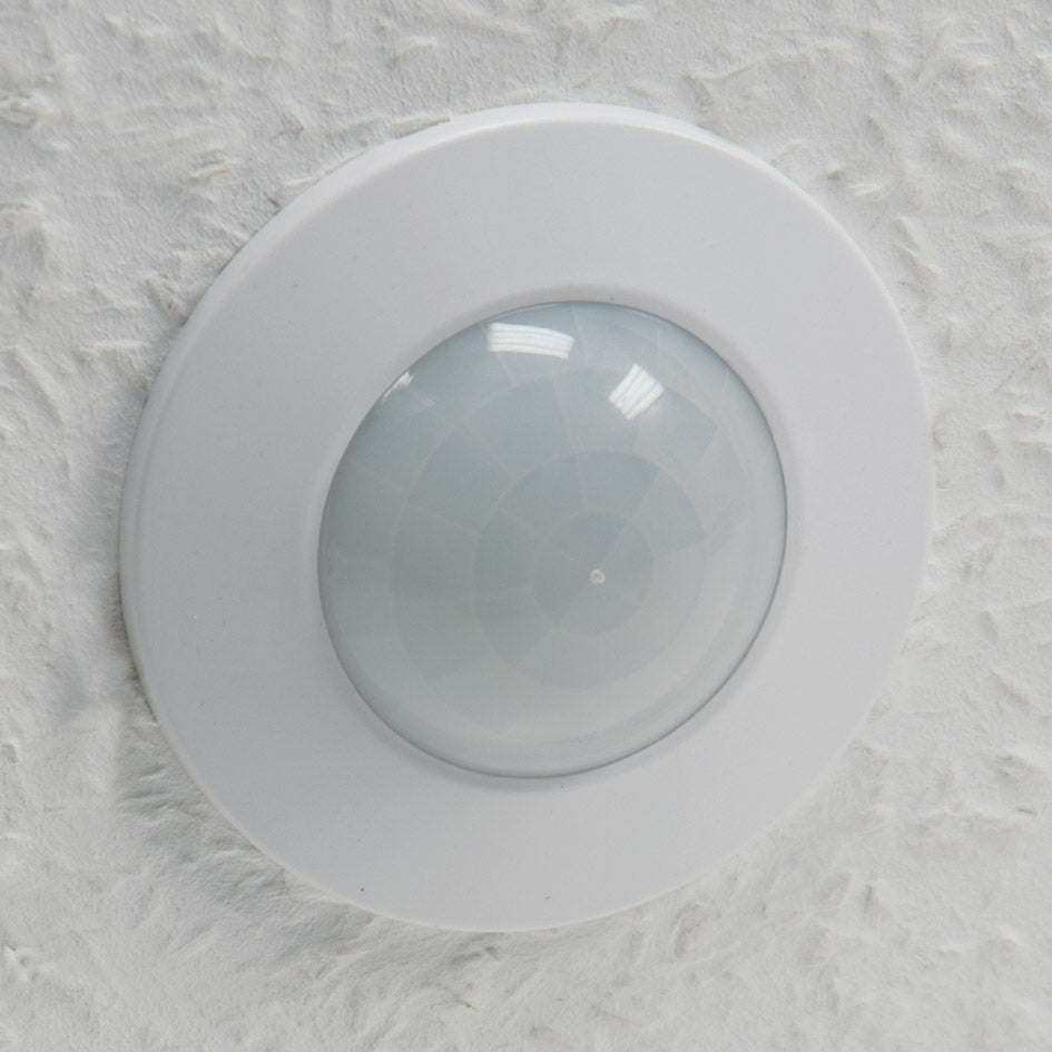 Trano 360° Decken-Einbau-Bewegungsmelder FLAT PIR, LED geeignet, 8m Reichweite, Ø80x30mm, 230V, IP20, einstellbar, inkl. Aufputz-Adapter