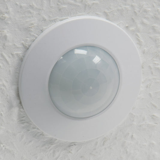 Trano 360° Decken-Einbau-Bewegungsmelder FLAT PIR, LED geeignet, 8m Reichweite, Ø80x30mm, 230V, IP20, einstellbar, inkl. Aufputz-Adapter