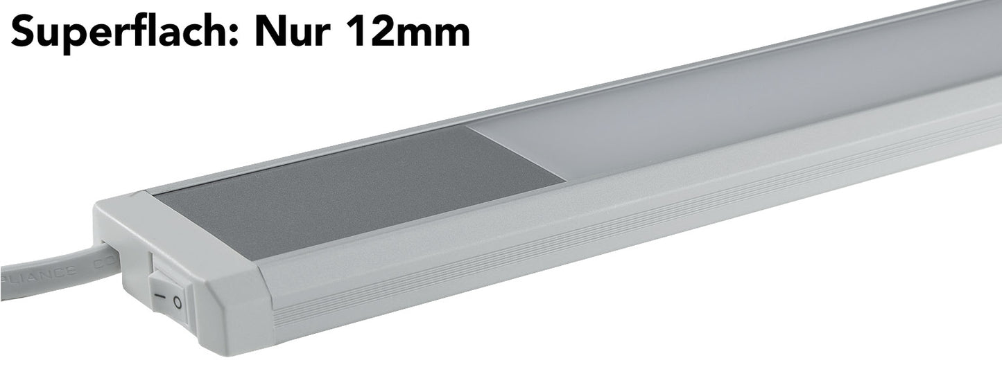 LED Unterbauleuchte 60cm, 230V, Direktbetrieb, Warmweiß/Neutralweiß, Aluminium-Gehäuse, 10W, Nicht Dimmbar, IP20, Inkl. 1,5m Kabel und Stecker