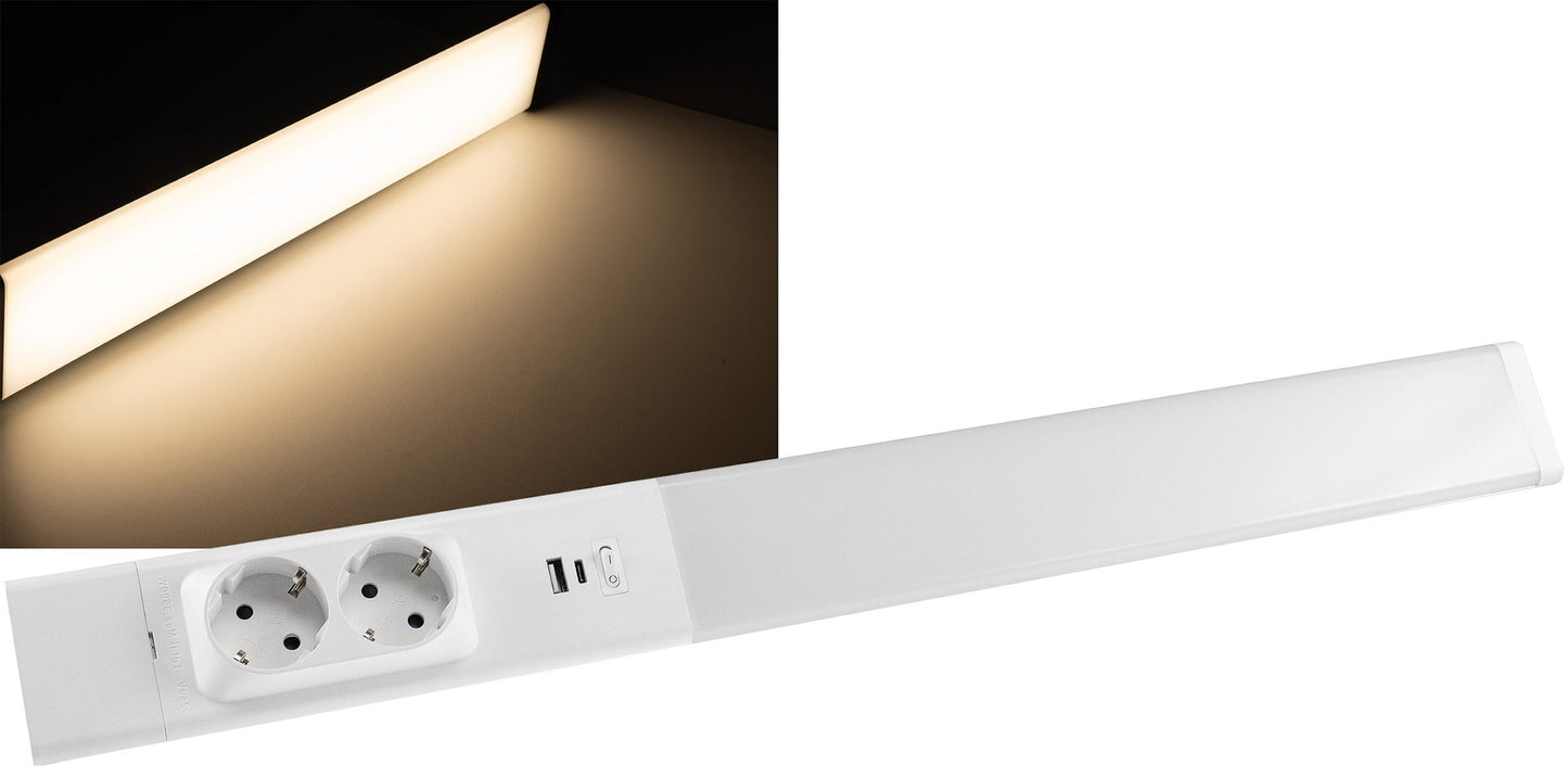 LED Unterbauleuchte weiß mit USB A+C PD, 60cm, Neutralweiß und warmweiß