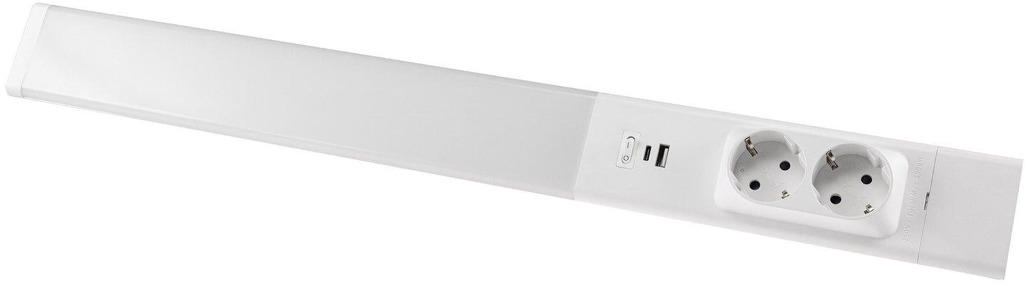 LED Unterbauleuchte weiß mit USB A+C PD, 60cm, Neutralweiß und warmweiß