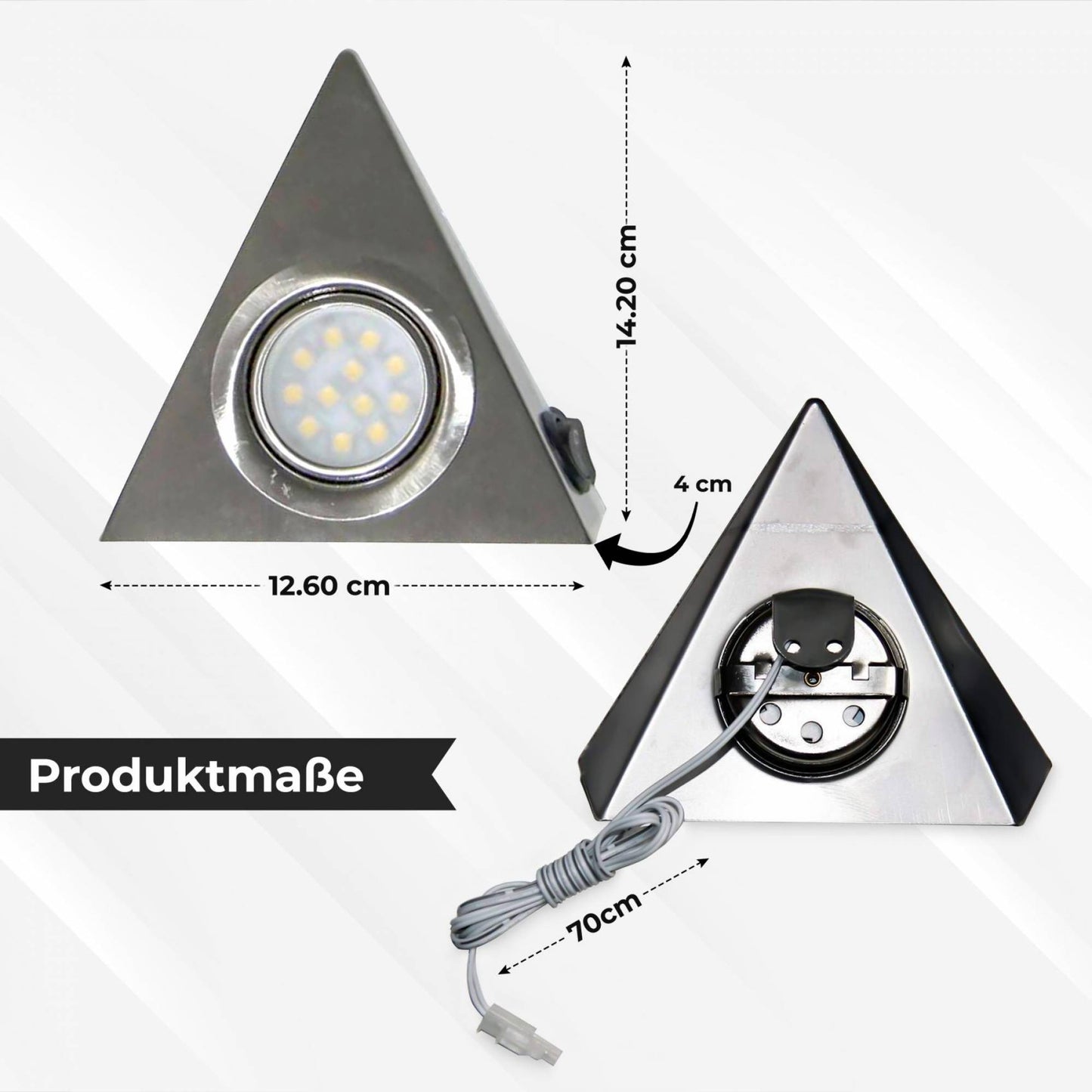 LED Unterbeleuchtung Küchenbeleuchtung Küche Dreieck Edelstahl Lampe