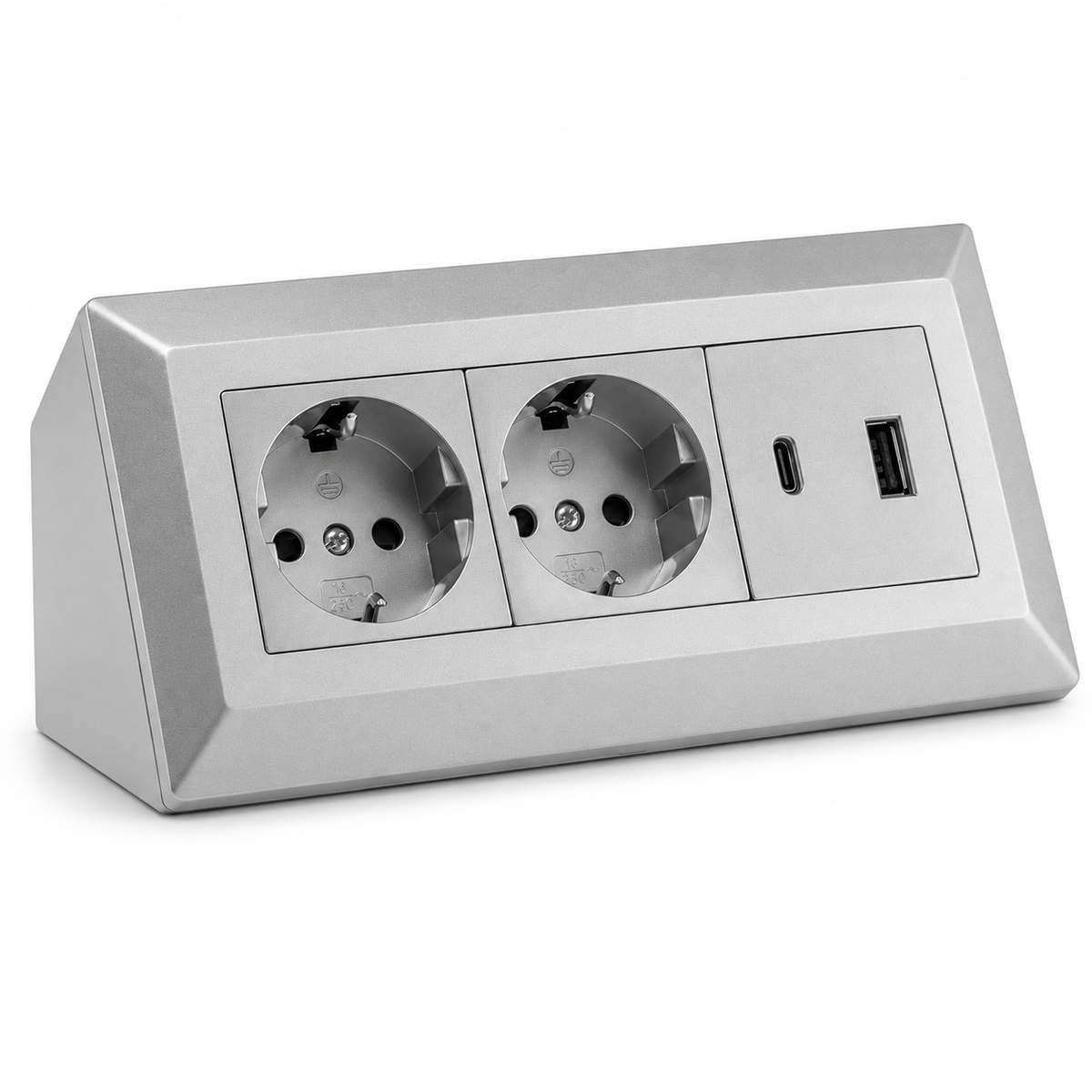 2-fach Steckdosenblock mit USB-A & USB-C – Praktische Stromversorgung in stilvollen Farben