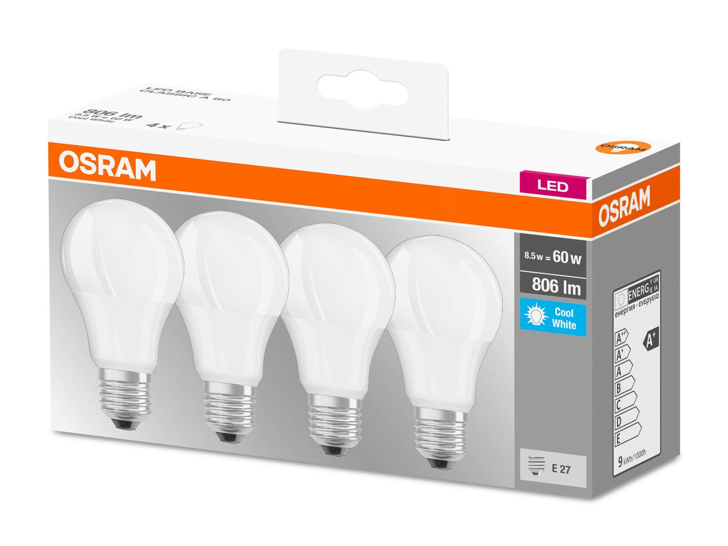 4x Osram LED Glühbirne Base E27 Glühlampen Birnen warmweiß neutralweiß 9W 806Lm