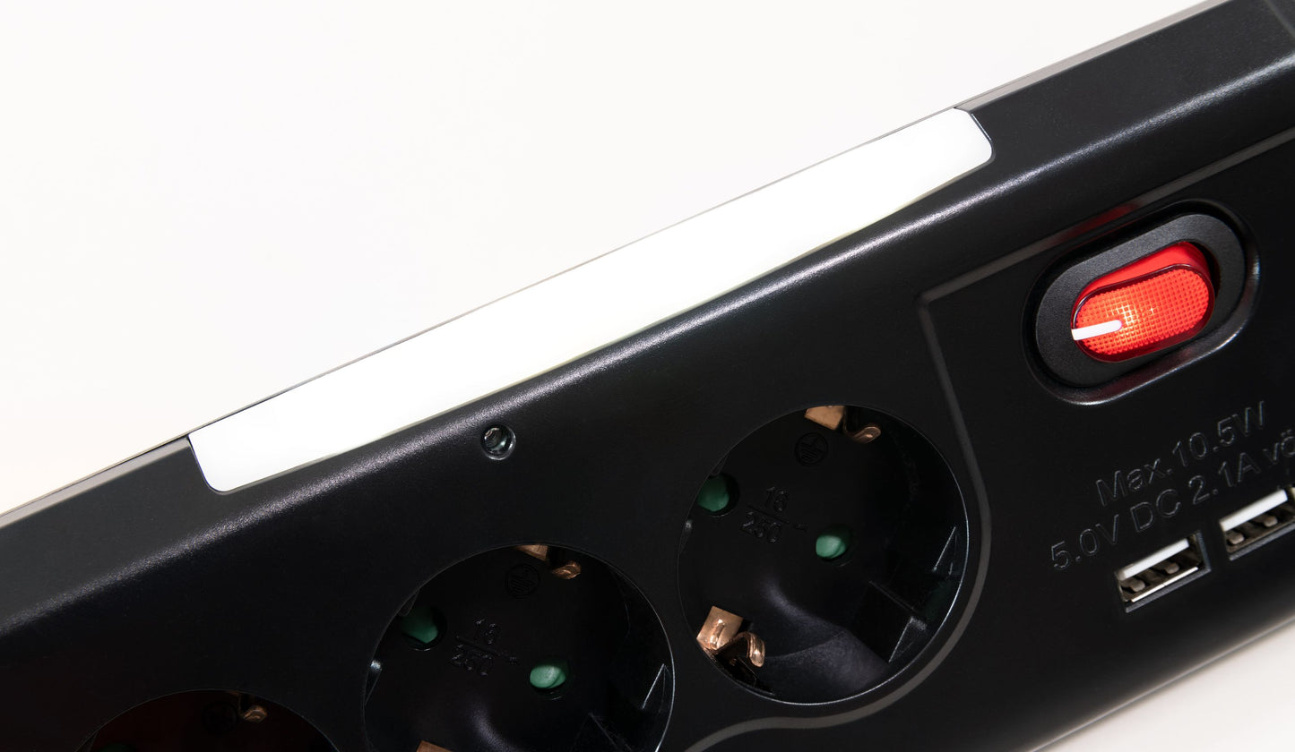 Möbelsteckdose 3-fach Schalter USB Steckdosenleiste Schreibtisch Büro Küche 1,4m