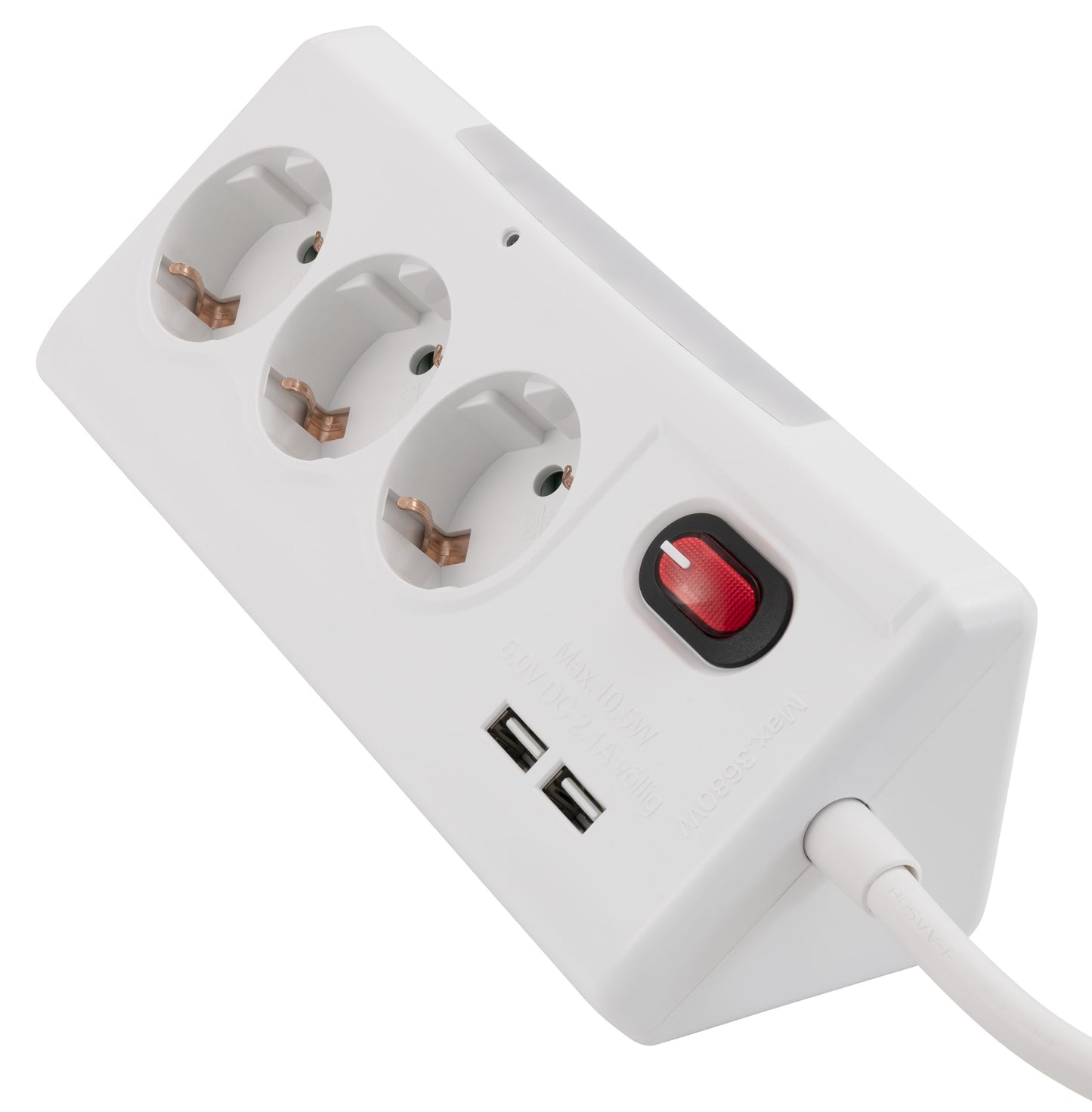 Möbelsteckdose 3-fach Schalter USB Steckdosenleiste Schreibtisch Büro Küche 1,4m