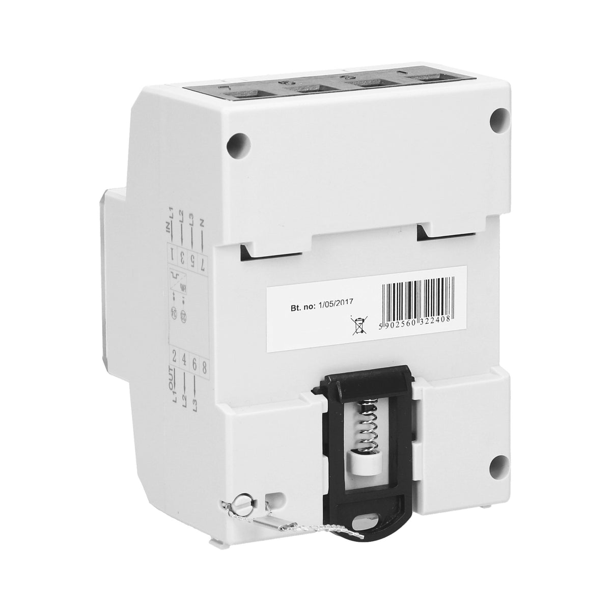 3-Phasen-Stromzähler weiß mit Display mit 1000 IMP/KWH für DIN-Schiene