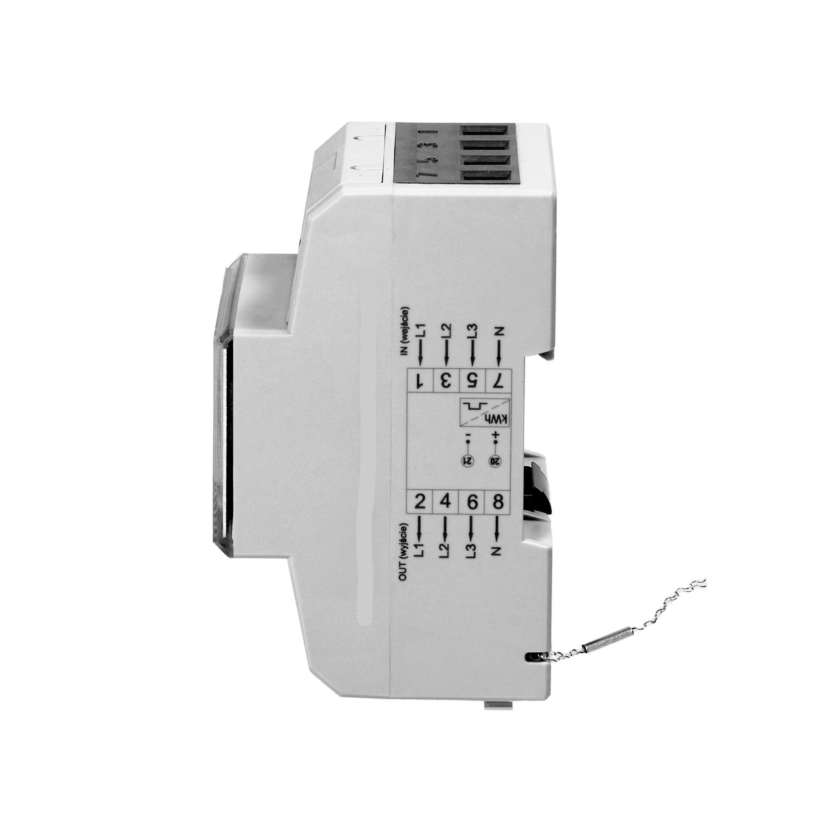 3-Phasen-Stromzähler weiß mit Display mit 800 IMP/KWH für DIN-Schiene