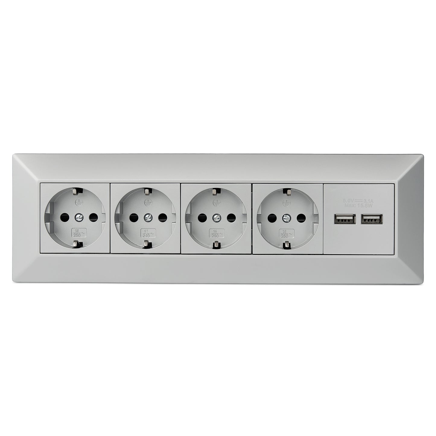 Möbel-Steckdose 4-fach 2x USB-A Mehrfachsteckdose Steckdosenleiste Küche Büro Tisch