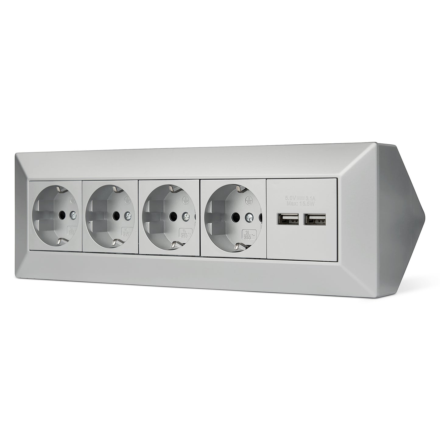 Möbel-Steckdose 4-fach 2x USB-A Mehrfachsteckdose Steckdosenleiste Küche Büro Tisch