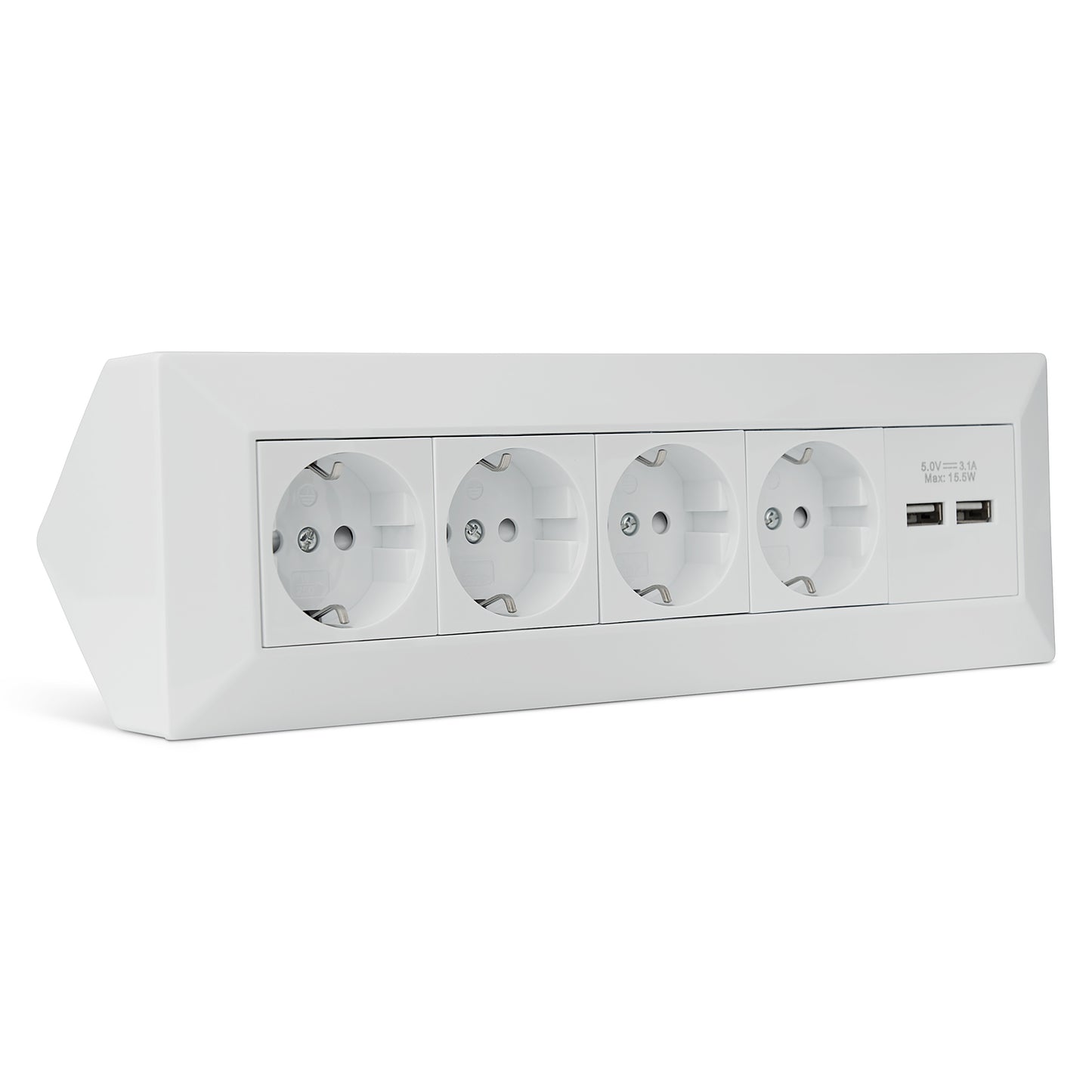 Möbel-Steckdose 4-fach 2x USB-A Mehrfachsteckdose Steckdosenleiste Küche Büro Tisch