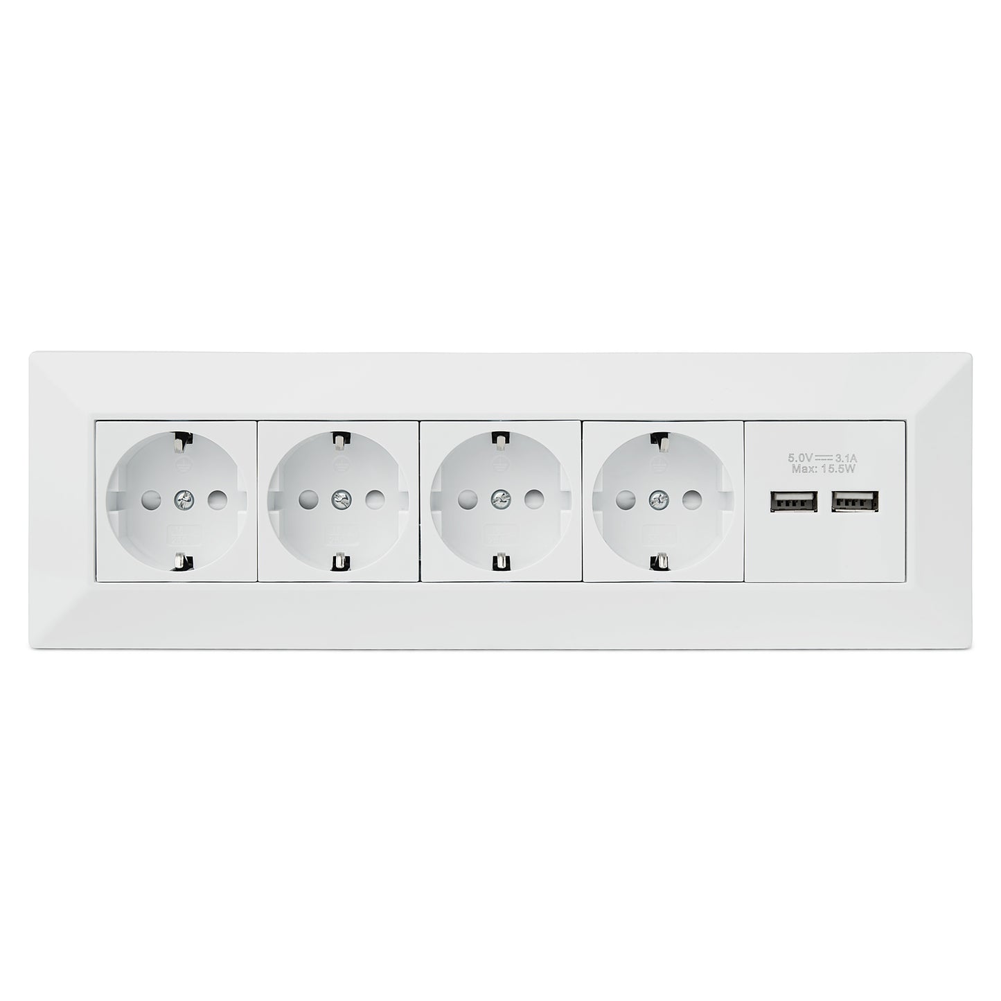 Möbel-Steckdose 4-fach 2x USB-A Mehrfachsteckdose Steckdosenleiste Küche Büro Tisch