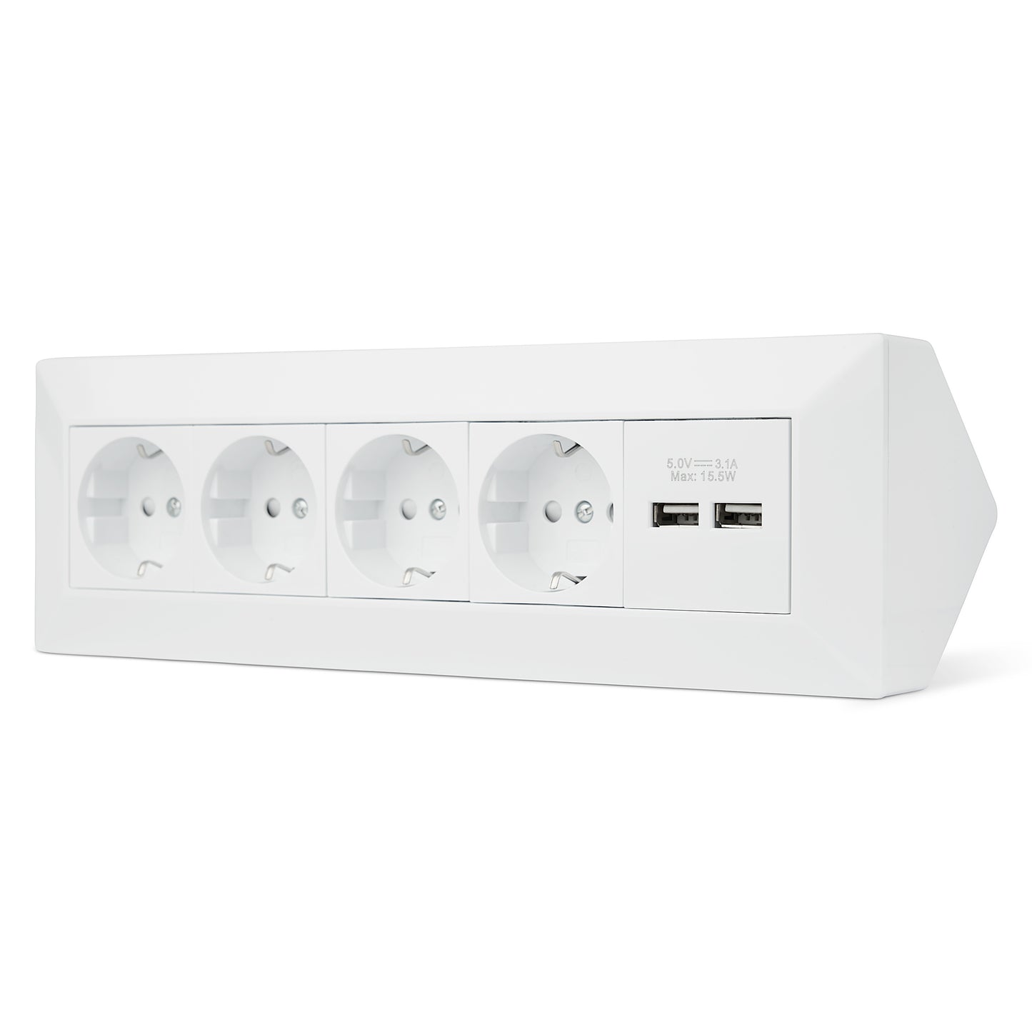 Möbel-Steckdose 4-fach 2x USB-A Mehrfachsteckdose Steckdosenleiste Küche Büro Tisch