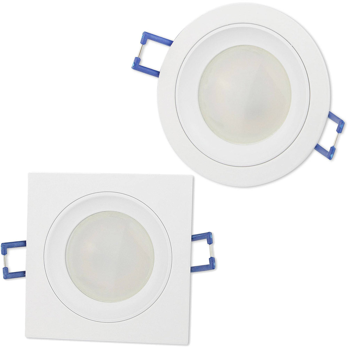 LED Einbaustrahler rund eckig 230V flach Spot Strahler 75mm