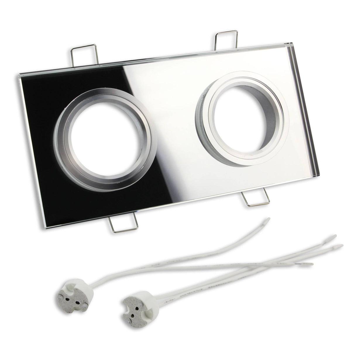 Einbaurahmen GU10 MR16 Glas eckig zweifach Rahmen Einbauleuchte Spot LED Halogen