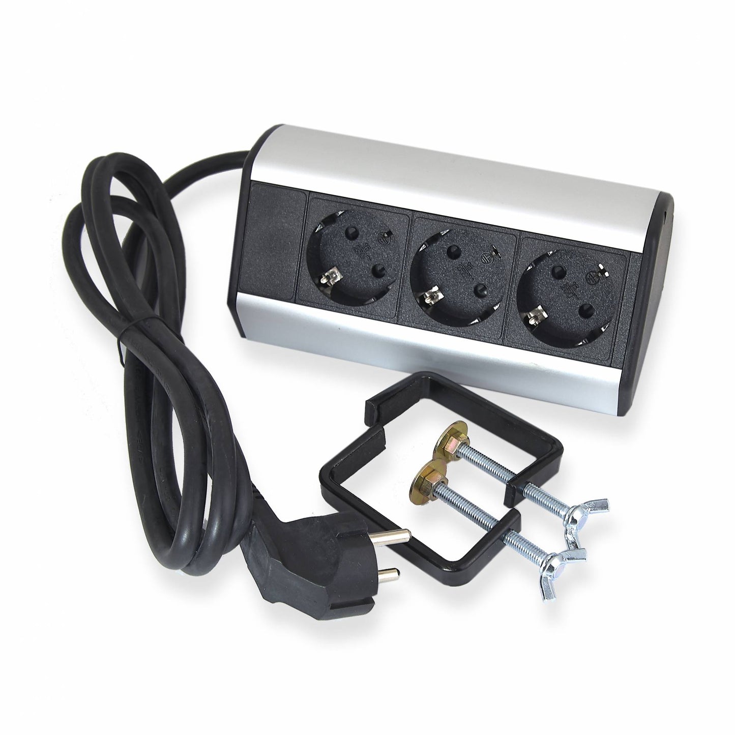 Steckdose Tischsteckdose Küche Büro Aluminium Steckdosenelement