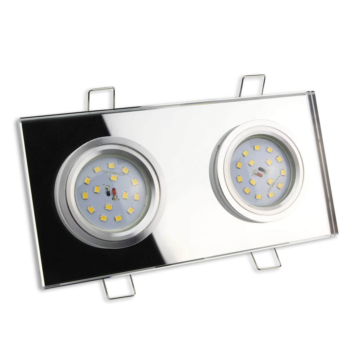 Einbaurahmen GU10 MR16 Glas eckig zweifach Rahmen Einbauleuchte Spot LED Halogen
