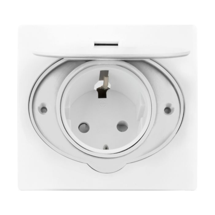 Steckdose für Unterputzmontage IP44 Edelstahl Schuko mit Klapp-Deckel