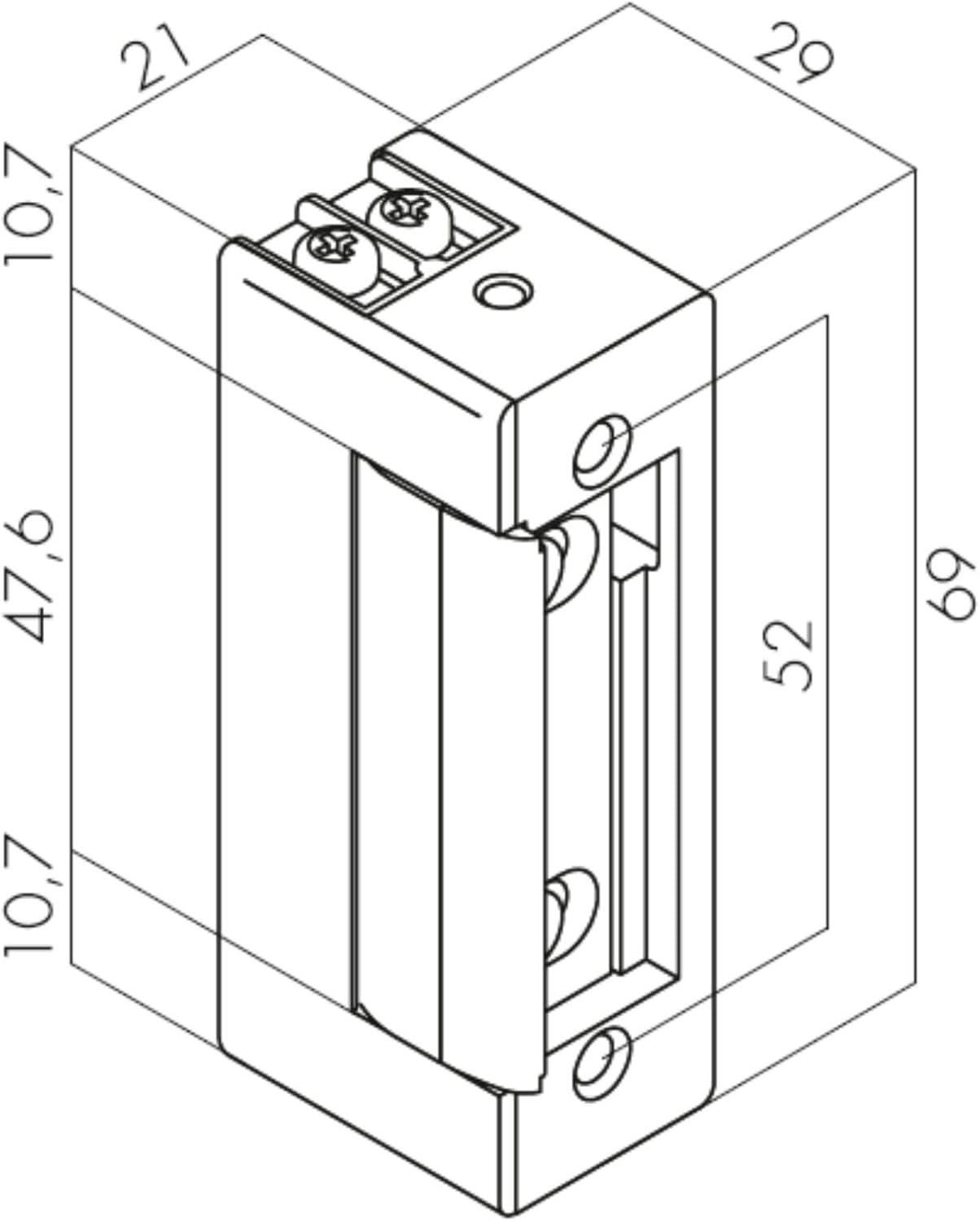 Trano Elektrischer Türöffner 10-24V AC/DC symmetrisch | Links/Rechts einstellbar | Zamak Legierung | 280mA 12V DC | mechanische Entriegelung