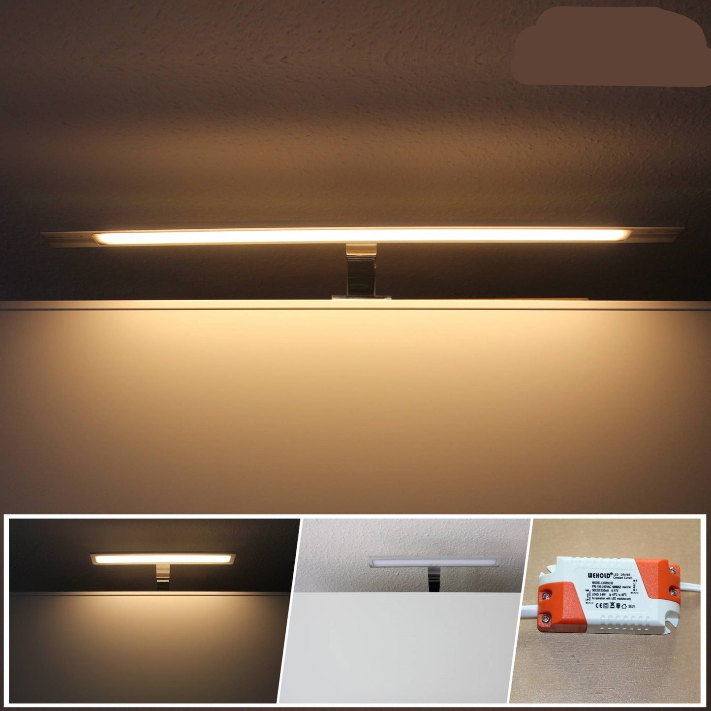 LED Schrankbeleuchtung Regalbeleuchtung Wohnzimmer neutralweiß Edelstahl Lichter 230V neu