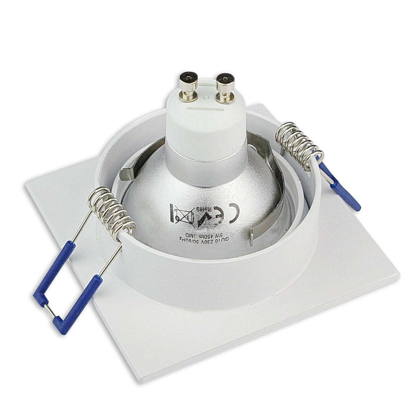 Einbaurahmen GU10 MR16 rund eckig weiß Rahmen Einbaustrahler Ø75mm Bohrloch