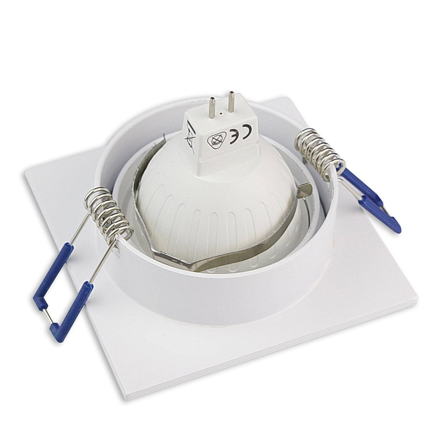 Einbaurahmen GU10 MR16 rund eckig weiß Rahmen Einbaustrahler Ø75mm Bohrloch