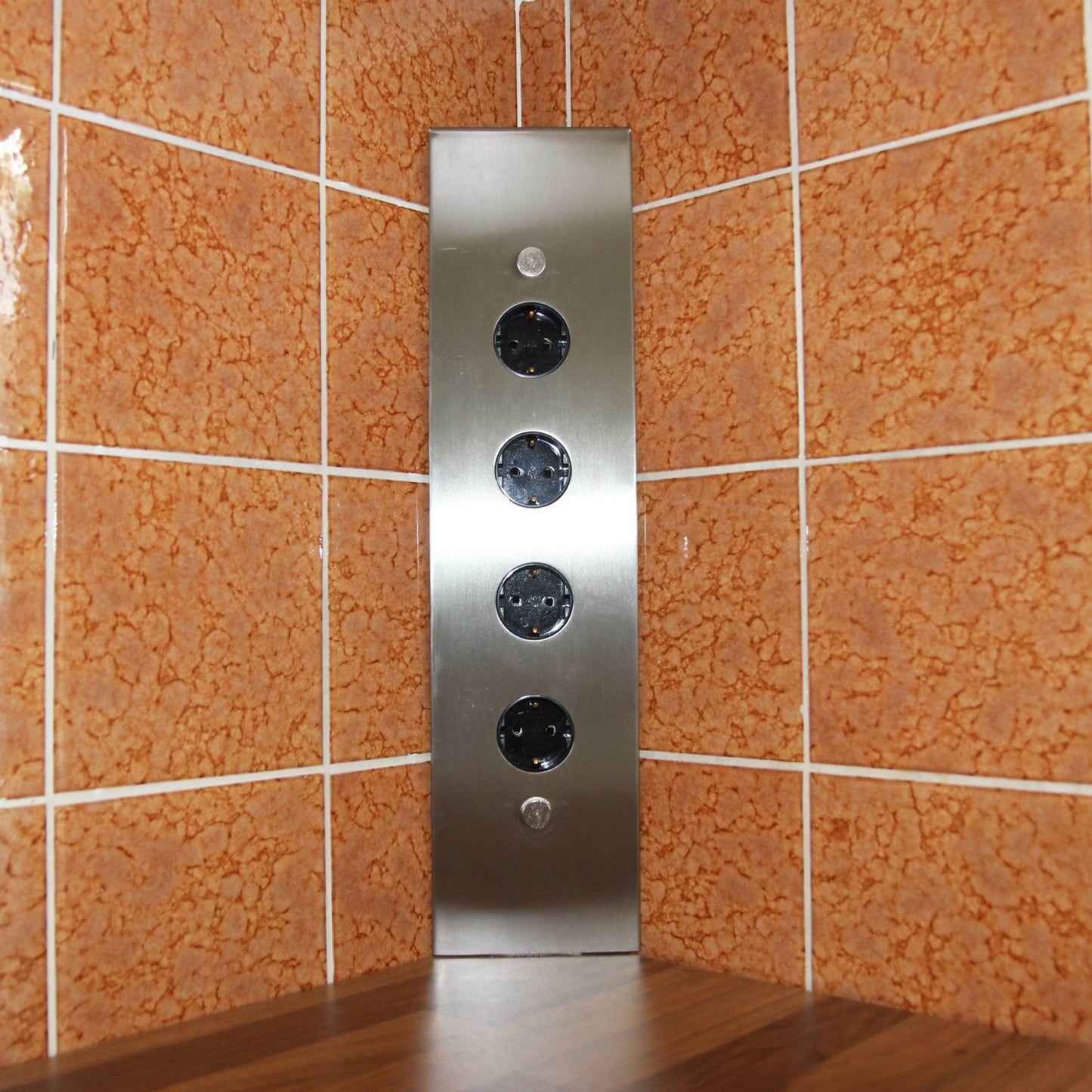 Steckdose für Küche 4er Edelstahl Ecksteckdose Steckdose Küchensteckdose