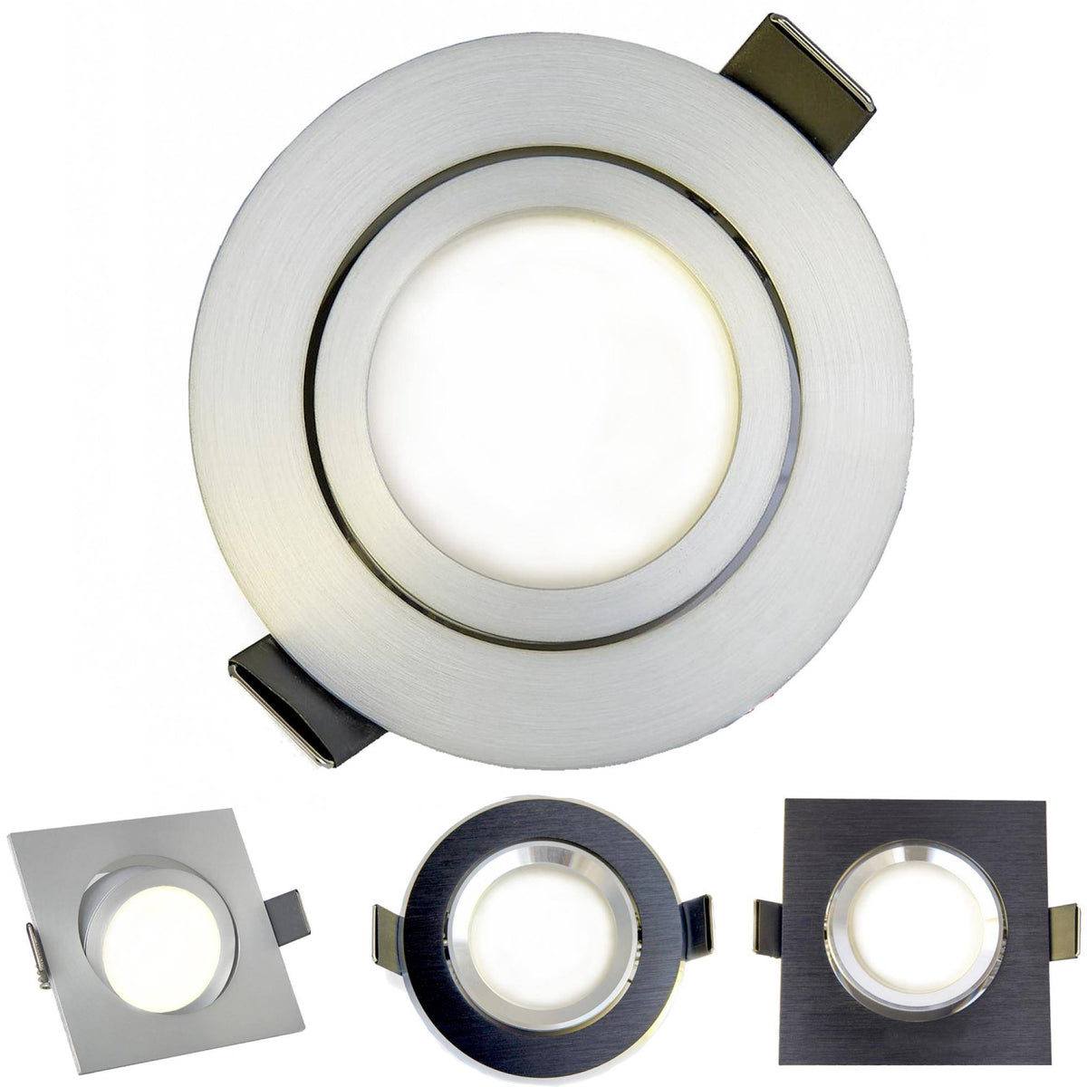 LED Einbaustrahler GU10 12 Volt 5-7 Watt rund eckig schwenkbar Einbauspot 70mm