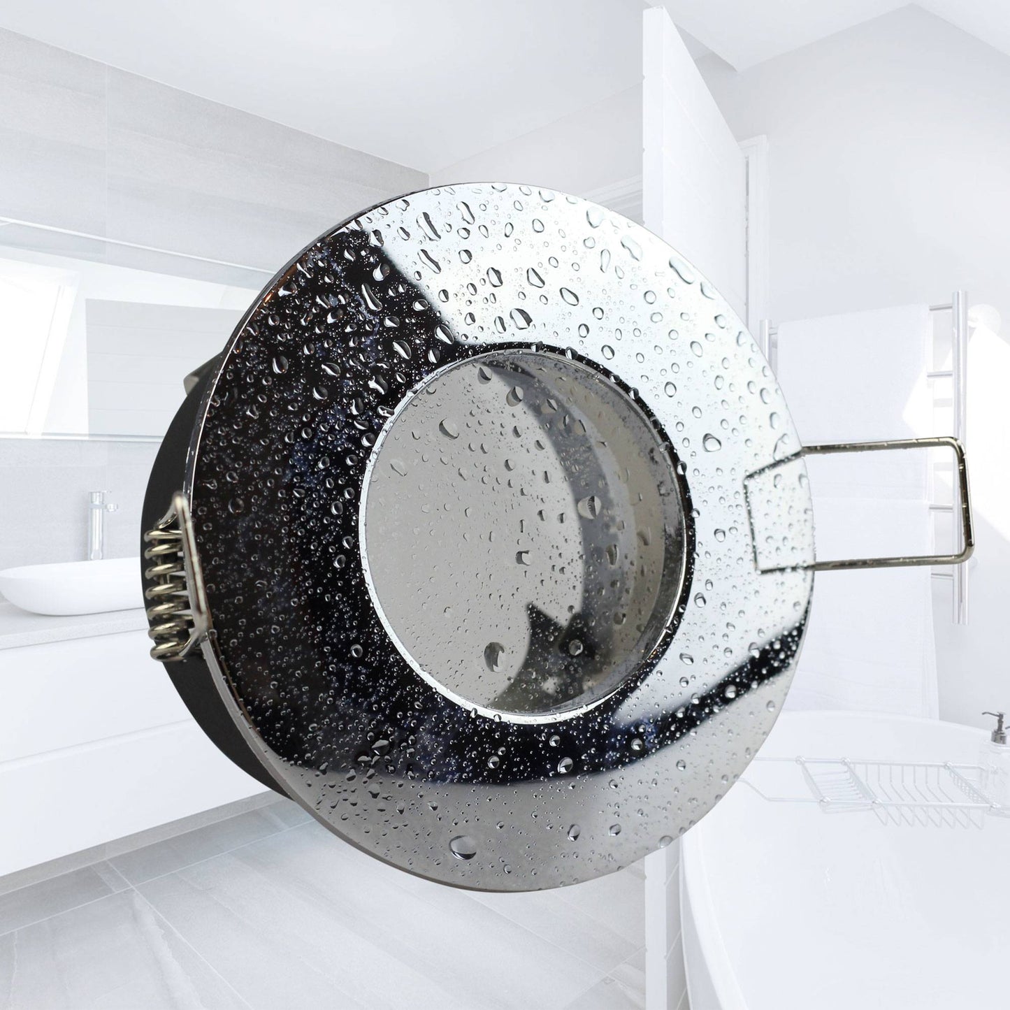 Einbaurahmen GU10 MR16 IP44 rund Badezimmer Rahmen Einbaustrahlerußen 75mm Spot