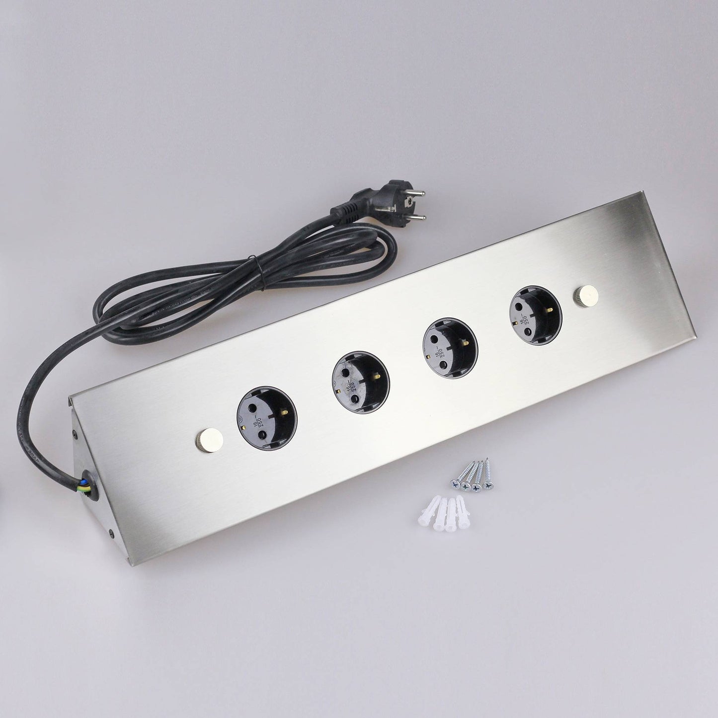 Steckdose für Küche 4er Edelstahl Ecksteckdose Steckdose Küchensteckdose