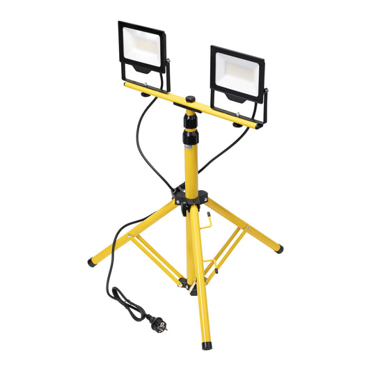Trano LED Flutlicht Baustrahler Set 2x30W/50W/100W mit Stativ & 2m Kabel | IP65 | 4000K Neutralweiß | 8000lm | höhenverstellbar bis 160cm