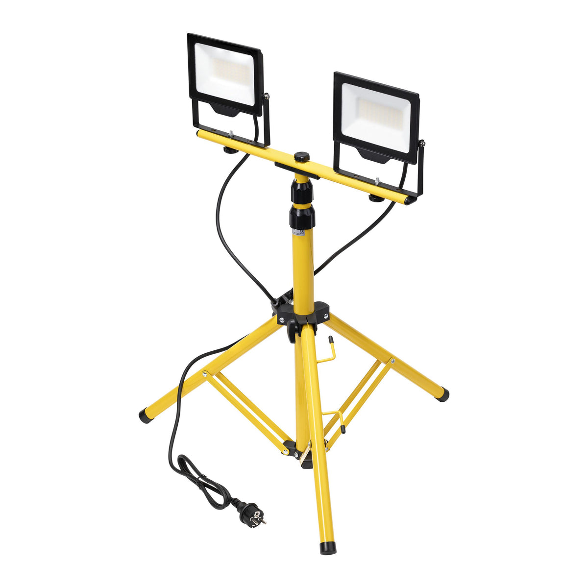 Trano LED Flutlicht Baustrahler Set 2x30W/50W/100W mit Stativ & 2m Kabel | IP65 | 4000K Neutralweiß | 8000lm | höhenverstellbar bis 160cm