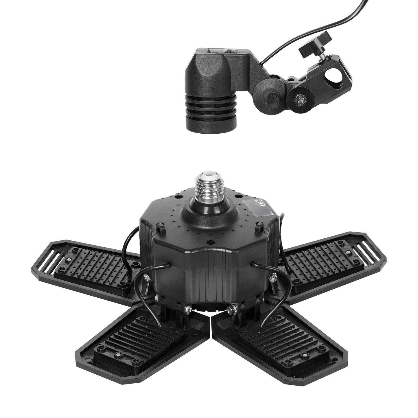 Trano LED Baustrahler Set 55W – 4950lm, 6500K, klappbar mit 5 Flügeln, höhenverstellbares Stativ 68–210cm, E27, IP20, 2m Kabel