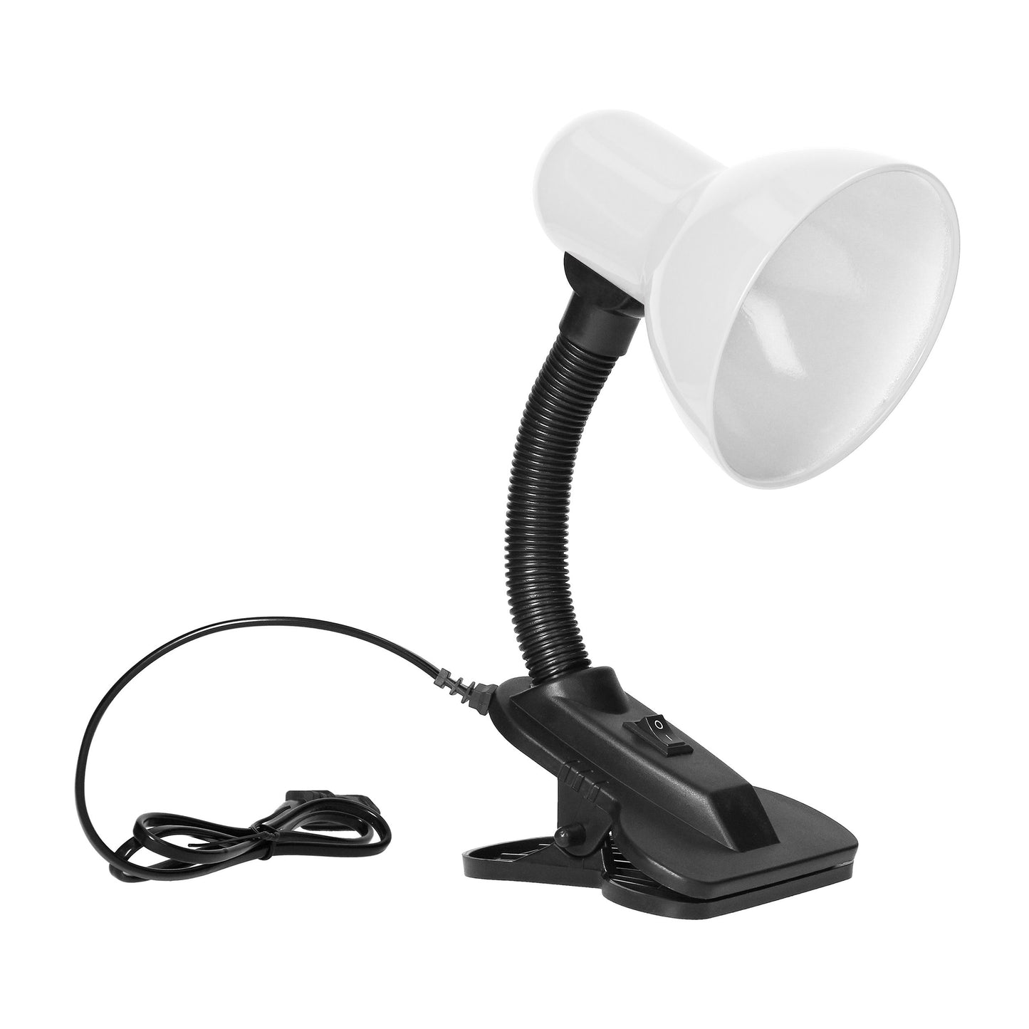 Trano Schreibtischlampe mit Clip, 10W E27, 230V, IP20, Stahl/Kunststoff, verstellbar, schwarz/weiß/rot – mit Schalter, höhenverstellbar
