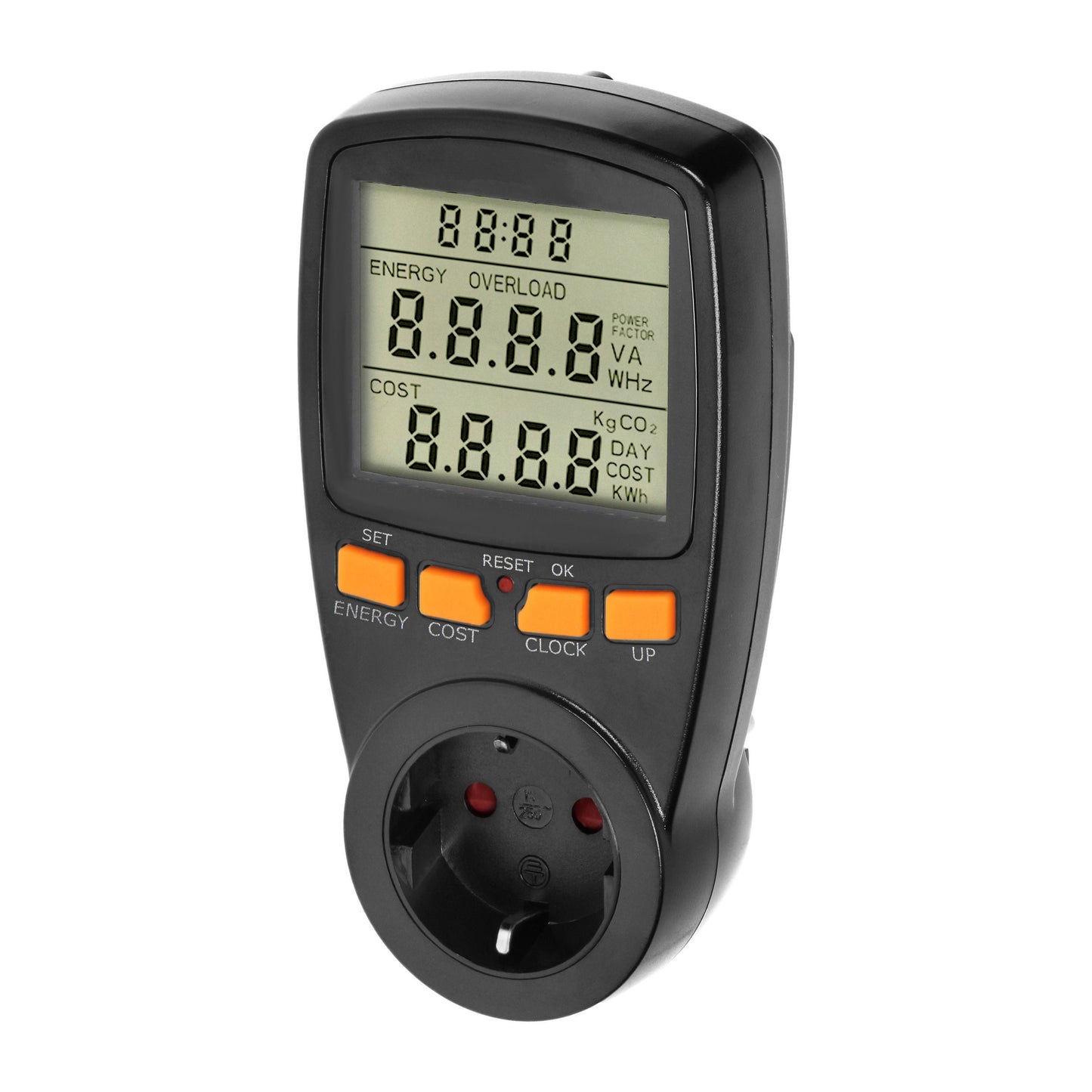 Zweitarif-Leistungsmesser mit LCD-Display, Max. Belastung 3680W, Weiß/Schwarz